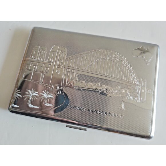 Vintage Souvenir Cigarette Case "Sydney Harbour Bridge" 4 3/4" x 3 1/2" - Picture 1 of 9